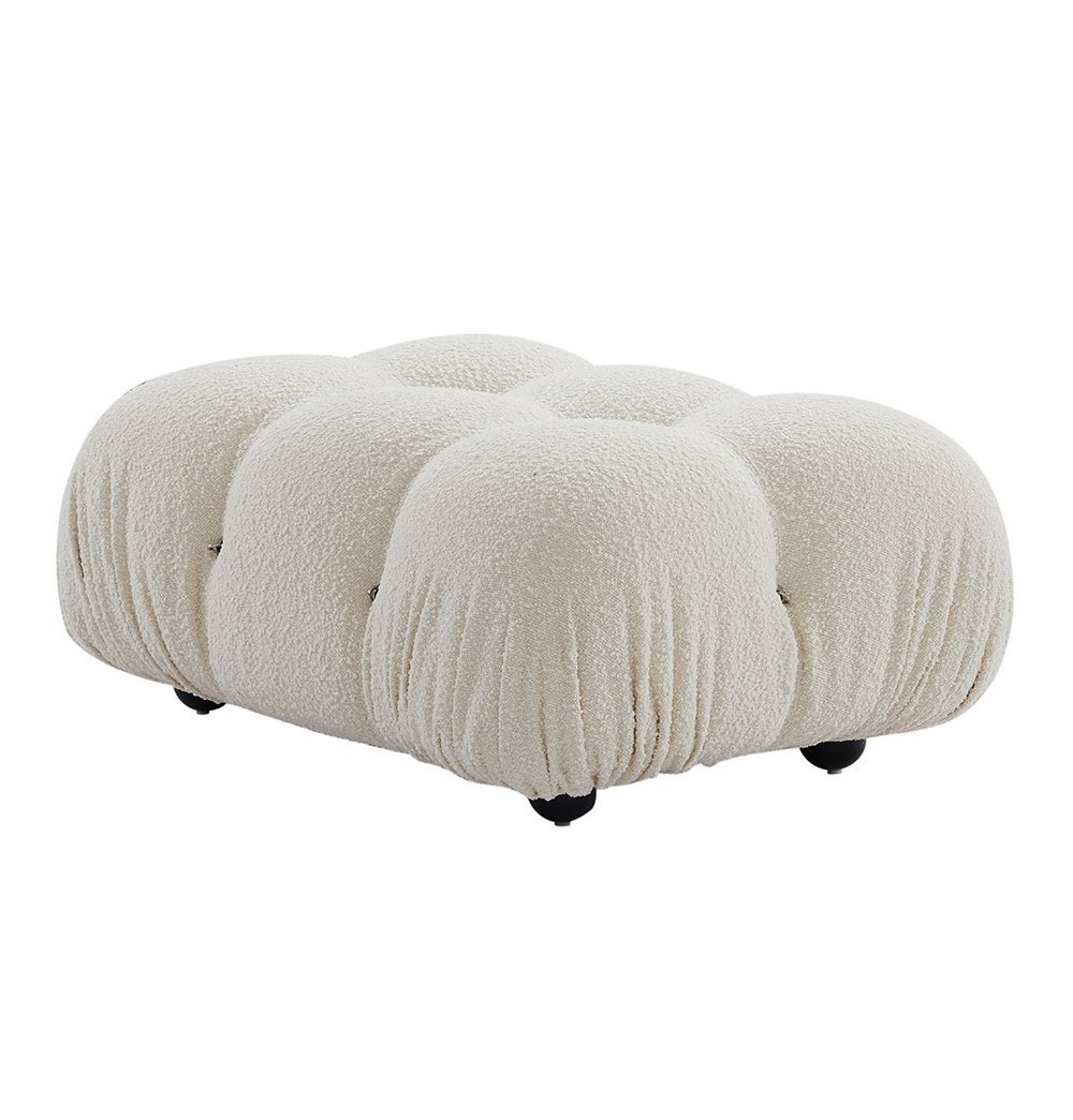 Gioia Ottoman - Cream/White Boucle