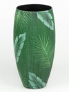 Tropical theme Painted Art Glass Oval Vase