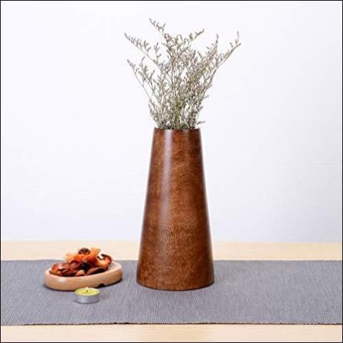 Mango Wood Tapered Barrel Tabletop Flower Vase