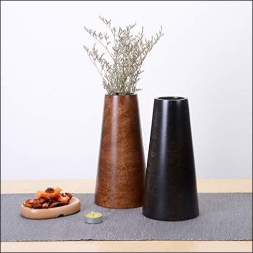 Mango Wood Tapered Barrel Tabletop Flower Vase